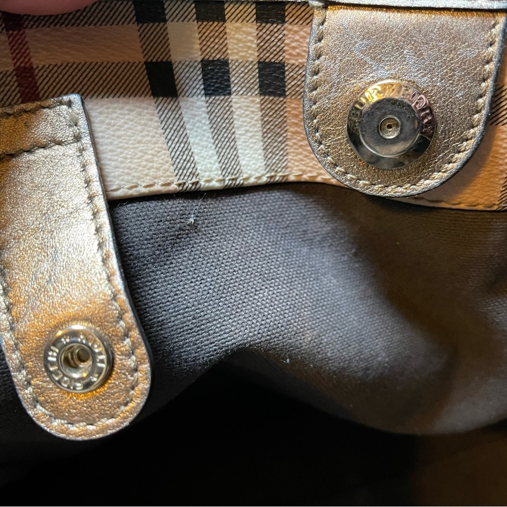 Burberry Tan and Black Plaid Tote Bag - Picture 4 of 15